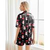 Ekouaer Pajamas for Women Silk Satin Pjs Soft Sleepwear Short Sleeve Button Down Pjs Top and Shorts 2 Piece Lounge Set S-XXL(Christmas Black)
