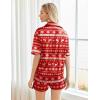 Ekouaer Pajamas for Women Silk Satin Pjs Soft Sleepwear Short Sleeve Button Down Pjs Top and Shorts 2 Piece Lounge Set S-XXL(Christmas Red)