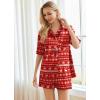 Ekouaer Pajamas for Women Silk Satin Pjs Soft Sleepwear Short Sleeve Button Down Pjs Top and Shorts 2 Piece Lounge Set S-XXL(Christmas Red)