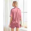 Ekouaer Pajamas for Women Silk Satin Pjs Soft Sleepwear Short Sleeve Button Down Pjs Top and Shorts 2 Piece Lounge Set S-XXL(Dark Pink)