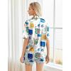 Ekouaer Pajamas for Women Silk Satin Pjs Soft Sleepwear Short Sleeve Button Down Pjs Top and Shorts 2 Piece Lounge Set S-XXL(Graffiti Print)