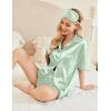 Ekouaer Pajamas for Women Silk Satin Pjs Soft Sleepwear Short Sleeve Button Down Pjs Top and Shorts 2 Piece Lounge Set S-XXL(Light Green)
