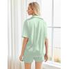 Ekouaer Pajamas for Women Silk Satin Pjs Soft Sleepwear Short Sleeve Button Down Pjs Top and Shorts 2 Piece Lounge Set S-XXL(Light Green)