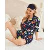 Ekouaer Pajamas for Women Silk Satin Pjs Soft Sleepwear Short Sleeve Button Down Pjs Top and Shorts 2 Piece Lounge Set S-XXL(Mermaid)