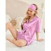 Ekouaer Pajamas for Women Silk Satin Pjs Soft Sleepwear Short Sleeve Button Down Pjs Top and Shorts 2 Piece Lounge Set S-XXL(Pastel Violet)
