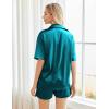 Ekouaer Pajamas for Women Silk Satin Pjs Soft Sleepwear Short Sleeve Button Down Pjs Top and Shorts 2 Piece Lounge Set S-XXL(Peacock Blue)