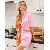 Ekouaer Pajamas for Women Silk Satin Pjs Soft Sleepwear Short Sleeve Button Down Pjs Top and Shorts 2 Piece Lounge Set S-XXL(Pink & Orange)