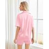 Ekouaer Pajamas for Women Silk Satin Pjs Soft Sleepwear Short Sleeve Button Down Pjs Top and Shorts 2 Piece Lounge Set S-XXL(Pink)