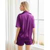Ekouaer Pajamas for Women Silk Satin Pjs Soft Sleepwear Short Sleeve Button Down Pjs Top and Shorts 2 Piece Lounge Set S-XXL(Purple)