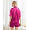 Ekouaer Pajamas for Women Silk Satin Pjs Soft Sleepwear Short Sleeve Button Down Pjs Top and Shorts 2 Piece Lounge Set S-XXL(Rose)