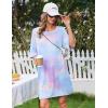 Ekouaer Plus Size Nightgowns for Women Bamboo Viscose Sleepshirts Short Sleeve Nightshirt Oversized Sleepwear Sleepdress(Blue & Purple Tie Dye)