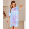 Ekouaer Plus Size Nightgowns for Women Bamboo Viscose Sleepshirts Short Sleeve Nightshirt Oversized Sleepwear Sleepdress(Blue & Purple Tie Dye)