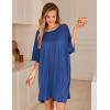 Ekouaer Plus Size Nightgowns for Women Bamboo Viscose Sleepshirts Short Sleeve Nightshirt Oversized Sleepwear Sleepdress(Blue)