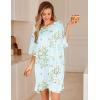 Ekouaer Plus Size Nightgowns for Women Bamboo Viscose Sleepshirts Short Sleeve Nightshirt Oversized Sleepwear Sleepdress(Cyan White Florals)