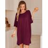 Ekouaer Plus Size Nightgowns for Women Bamboo Viscose Sleepshirts Short Sleeve Nightshirt Oversized Sleepwear Sleepdress(Dark Red)