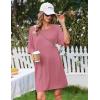 Ekouaer Plus Size Nightgowns for Women Bamboo Viscose Sleepshirts Short Sleeve Nightshirt Oversized Sleepwear Sleepdress(Grey Purple)