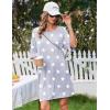 Ekouaer Plus Size Nightgowns for Women Bamboo Viscose Sleepshirts Short Sleeve Nightshirt Oversized Sleepwear Sleepdress(Grey White Stars)