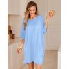 Ekouaer Plus Size Nightgowns for Women Bamboo Viscose Sleepshirts Short Sleeve Nightshirt Oversized Sleepwear Sleepdress(Light Blue)
