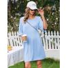Ekouaer Plus Size Nightgowns for Women Bamboo Viscose Sleepshirts Short Sleeve Nightshirt Oversized Sleepwear Sleepdress(Light Blue)