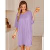 Ekouaer Plus Size Nightgowns for Women Bamboo Viscose Sleepshirts Short Sleeve Nightshirt Oversized Sleepwear Sleepdress(Lilac)