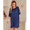 Ekouaer Plus Size Nightgowns for Women Bamboo Viscose Sleepshirts Short Sleeve Nightshirt Oversized Sleepwear Sleepdress(Navy Blue)