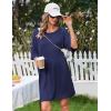 Ekouaer Plus Size Nightgowns for Women Bamboo Viscose Sleepshirts Short Sleeve Nightshirt Oversized Sleepwear Sleepdress(Navy Blue)