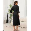 Ekouaer Robes for Women Long Knit Bathrobe Lightweight 3/4 Sleeves Kimono Robe Soft Sleepwear with Pockets S-XXL(Black)