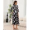 Ekouaer Robes for Women Long Knit Bathrobe Lightweight 3/4 Sleeves Kimono Robe Soft Sleepwear with Pockets S-XXL(Black Floral)