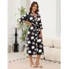 Ekouaer Robes for Women Long Knit Bathrobe Lightweight 3/4 Sleeves Kimono Robe Soft Sleepwear with Pockets S-XXL(Black Floral)