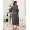 Ekouaer Robes for Women Long Knit Bathrobe Lightweight 3/4 Sleeves Kimono Robe Soft Sleepwear with Pockets S-XXL(Deep Gray)