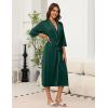 Ekouaer Robes for Women Long Knit Bathrobe Lightweight 3/4 Sleeves Kimono Robe Soft Sleepwear with Pockets S-XXL(Deep Green)