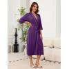 Ekouaer Robes for Women Long Knit Bathrobe Lightweight 3/4 Sleeves Kimono Robe Soft Sleepwear with Pockets S-XXL(Deep Purple)