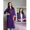 Ekouaer Robes for Women Long Knit Bathrobe Lightweight 3/4 Sleeves Kimono Robe Soft Sleepwear with Pockets S-XXL(Deep Purple)