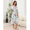 Ekouaer Robes for Women Long Knit Bathrobe Lightweight 3/4 Sleeves Kimono Robe Soft Sleepwear with Pockets S-XXL(Green Floral)
