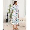 Ekouaer Robes for Women Long Knit Bathrobe Lightweight 3/4 Sleeves Kimono Robe Soft Sleepwear with Pockets S-XXL(Green Floral)