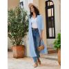 Ekouaer Robes for Women Long Knit Bathrobe Lightweight 3/4 Sleeves Kimono Robe Soft Sleepwear with Pockets S-XXL(Light Blue)