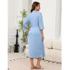 Ekouaer Robes for Women Long Knit Bathrobe Lightweight 3/4 Sleeves Kimono Robe Soft Sleepwear with Pockets S-XXL(Light Blue)