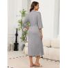 Ekouaer Robes for Women Long Knit Bathrobe Lightweight 3/4 Sleeves Kimono Robe Soft Sleepwear with Pockets S-XXL(Light Gray)