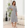 Ekouaer Robes for Women Long Knit Bathrobe Lightweight 3/4 Sleeves Kimono Robe Soft Sleepwear with Pockets S-XXL(Light Gray)