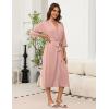 Ekouaer Robes for Women Long Knit Bathrobe Lightweight 3/4 Sleeves Kimono Robe Soft Sleepwear with Pockets S-XXL(Misty Rose)