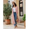 Ekouaer Robes for Women Long Knit Bathrobe Lightweight 3/4 Sleeves Kimono Robe Soft Sleepwear with Pockets S-XXL(Misty Rose)