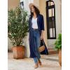 Ekouaer Robes for Women Long Knit Bathrobe Lightweight 3/4 Sleeves Kimono Robe Soft Sleepwear with Pockets S-XXL(Navy Blue)
