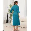 Ekouaer Robes for Women Long Knit Bathrobe Lightweight 3/4 Sleeves Kimono Robe Soft Sleepwear with Pockets S-XXL(Turquoise)