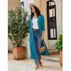 Ekouaer Robes for Women Long Knit Bathrobe Lightweight 3/4 Sleeves Kimono Robe Soft Sleepwear with Pockets S-XXL(Turquoise)