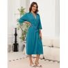 Ekouaer Robes for Women Long Knit Bathrobe Lightweight 3/4 Sleeves Kimono Robe Soft Sleepwear with Pockets S-XXL(Turquoise)