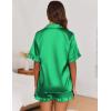 Ekouaer Satin Pajama Set for Women Button Down Silk 2 Piece Pj Sets Ruffle Short Sleeve Sleepwear(A-green)