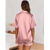 Ekouaer Satin Pajama Set for Women Button Down Silk 2 Piece Pj Sets Ruffle Short Sleeve Sleepwear(Fuchsia)