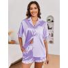 Ekouaer Satin Pajama Set for Women Button Down Silk 2 Piece Pj Sets Ruffle Short Sleeve Sleepwear(Lavender)