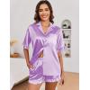 Ekouaer Satin Pajama Set for Women Button Down Silk 2 Piece Pj Sets Ruffle Short Sleeve Sleepwear(Lilac)