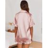 Ekouaer Satin Pajama Set for Women Button Down Silk 2 Piece Pj Sets Ruffle Short Sleeve Sleepwear(Lotus Pink)